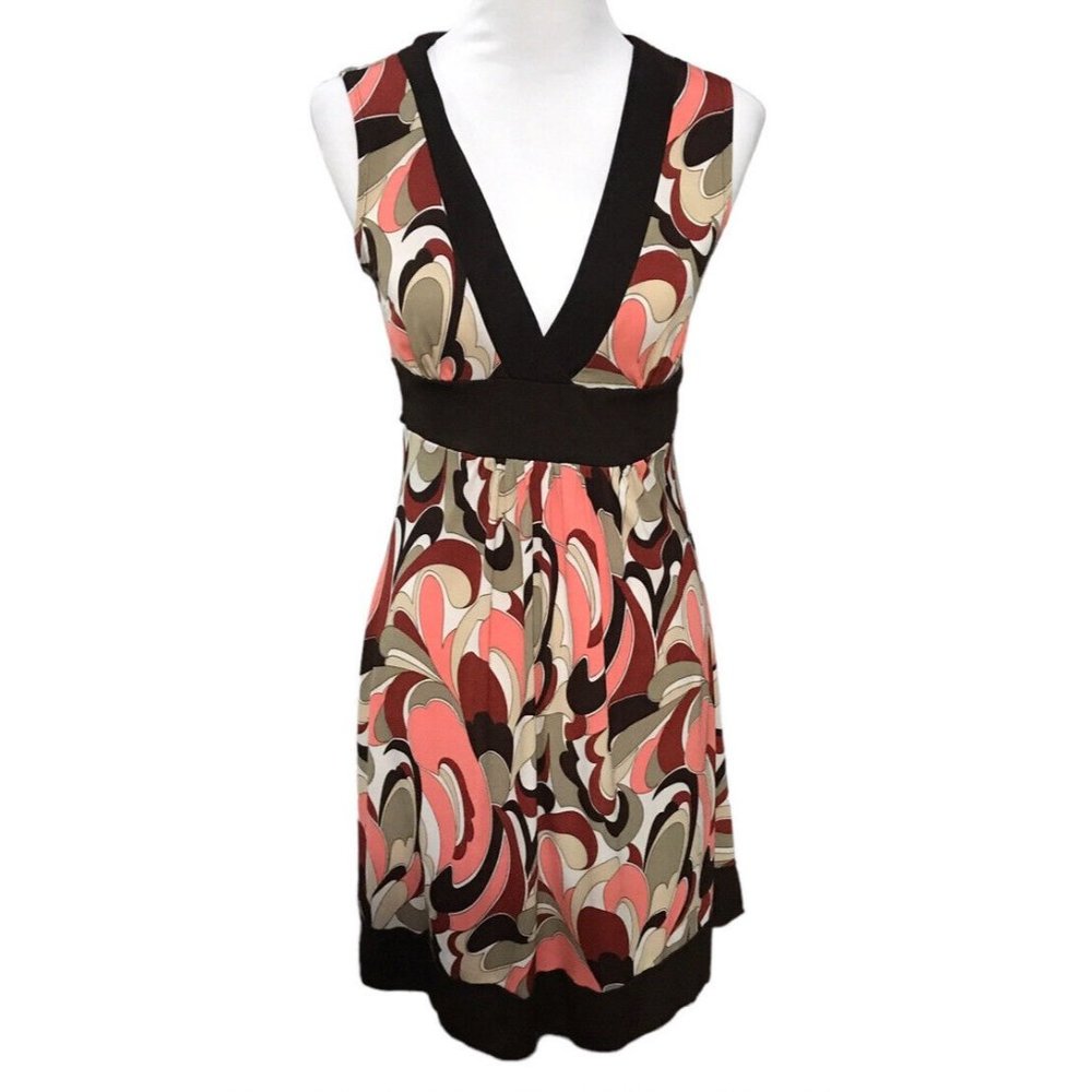 A. Byer Women's V-Neck  Paisley Sheath Dress w/back Tie Belt ,Medium
